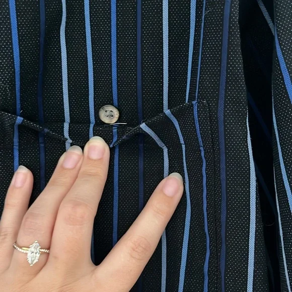 Ike Behar Black and Blue Men’s Striped Button Down ❤️ - Picture 3 of 8